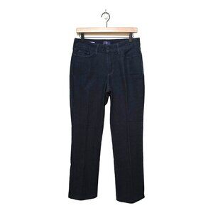 NYDJ Marilyn Straight Leg Denim Embroidered Pocket Trousers in Rinse Sz 8